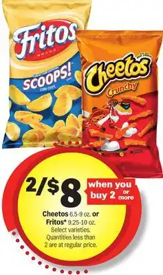 Meijer Cheetos 6.5-9 oz. or Fritos* 9.25-10 oz offer