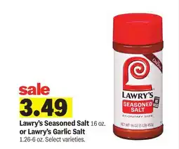 Meijer Lawry's Seasoned Salt 16 oz. or Lawry's Garlic Salt 1.26-6 oz offer