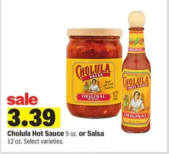 Meijer Cholula Hot Sauce 5 oz. or Salsa 12 oz offer