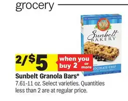 Meijer Sunbelt Granola Bars offer