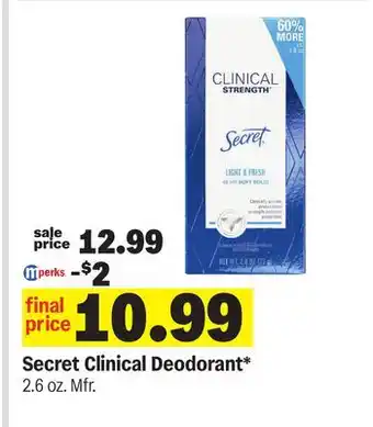 Meijer Secret Clinical Deodorant offer