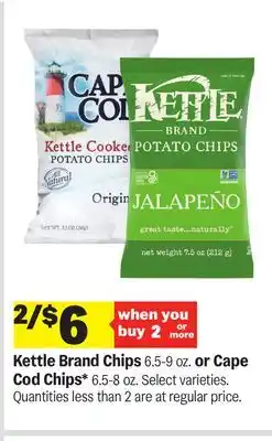 Meijer Kettle Brand Chips 6.5-9 oz. or Cape Cod Chips 6.5-8 oz offer