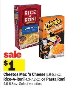 Meijer Cheetos Mac'n Cheese 5.6-5.9 oz., Rice-A-Roni 4.3-7.2 oz. or Pasta Roni 4.6-6.8 oz offer