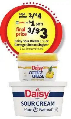 Meijer Daisy Sour Cream 8 oz. or Cottage Cheese Singles* 6 oz offer