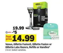 Meijer Venus, Gillette Fusion5, Gillette Fusion or Gillette Labs Razors, Refills or Handles offer