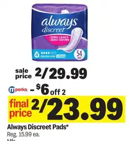 Meijer Always Discreet Pads offer
