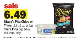 Meijer Stacy's Pita Chips or Thins 15.6-16 oz. or La Terra Fina Dip 16 oz offer