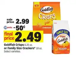 Meijer Goldfish Crisps 6.25 oz. or Family Size Crackers* 10 oz offer