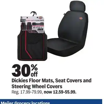 Meijer Dickies Floor Mats, Seat Covers and Steering Wheel Covers offer