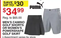 Dunham's Sports PUMA MEN'S CAMINO GOLF SHORTS OR WOMEN'S POWERSHAPE GOLF SKIRT offer