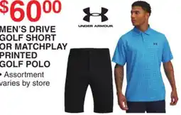 Dunham's Sports UNDER ARMOUR MEN'S DRIVE GOLF SHORT OR MATCHPLAY PRINTED GOLF POLO offer