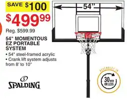 Dunham's Sports SPALDING 54 MOMENTOUS EZ PORTABLE SYSTEM offer