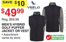 Dunham's Sports MEN'S HYBRID GOLF PUFFER JACKET OR VEST offer