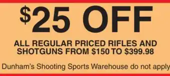 Dunham's Sports RIFLES AND SHOTGUNS offer