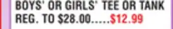 Dunham's Sports BOYS' OR GIRLS' TEE OR TANK offer