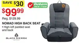 Dunham's Sports BLACK SIERRA NOMAD HIGH BACK SEAT offer