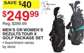 Dunham's Sports MEN'S OR WOMEN'S REZULTS TOUR X GOLF PACKAGE SET offer