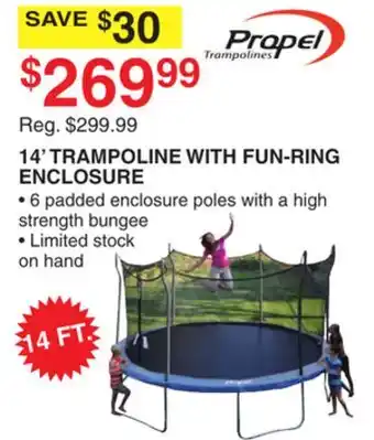 Dunham's Sports PROPEL TRAMPOLINES 14' TRAMPOLINE WITH FUN-RING ENCLOSURE offer