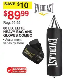 Dunham's Sports EVERLAST 80 LB. ELITE HEAVY BAG AND GLOVES COMBO offer