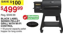 Dunham's Sports BLACK LABEL SERIES PELLET GRILL WITH WI-FI CONTROL offer