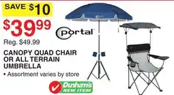 Dunham's Sports CANOPY QUAD CHAIR OR ALL TERRAIN UMBRELLA offer