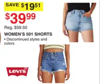 Dunham's Sports LEVI'S WOMEN'S 501 SHORTS offer