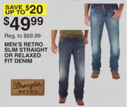 Dunham's Sports WRANGLER MEN'S RETRO SLIM STRAIGHT OR RELAXED FIT DENIM offer