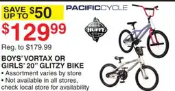 Dunham's Sports BOYS' VORTAX OR GIRLS' 20 GLITZY BIKE offer