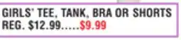 Dunham's Sports GIRLS' TEE, TANK, BRA OR SHORTS offer