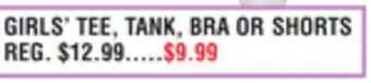 Dunham's Sports GIRLS' TEE, TANK, BRA OR SHORTS offer