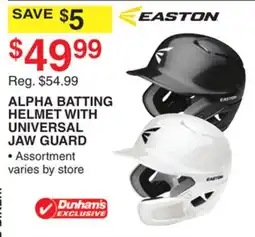 Dunham's Sports ALPHA BATTING HELMET WITH UNIVERSAL JAW GUARD offer