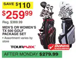 Dunham's Sports MEN'S OR WOMEN'S TX 500 GOLF PACKAGE SET offer