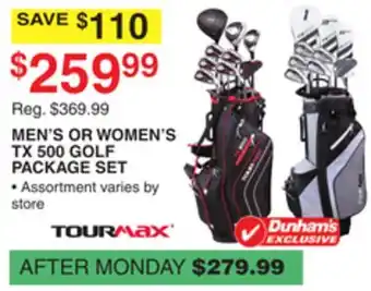 Dunham's Sports MEN'S OR WOMEN'S TX 500 GOLF PACKAGE SET offer