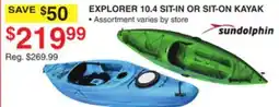 Dunham's Sports SUNDOLPHIN EXPLORER 10.4 SIT-IN OR SIT-ON KAYAK offer