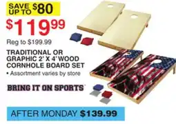Dunham's Sports TRADITIONAL OR GRAPHIC 2' X 4' WOOD CORNHOLE BOARD SET offer