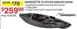 Dunham's Sports SUNDOLPHIN MARQUETTE 10' SIT-ON ANGLER KAYAK offer