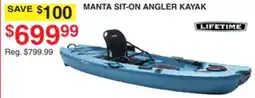 Dunham's Sports LIFETIME MANTA SIT-ON ANGLER KAYAK offer