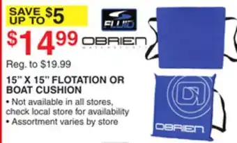 Dunham's Sports 15 X 15 FLOTATION OR BOAT CUSHION offer