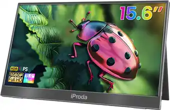 Walmart Iproda PD152KPN 15.6 1080P FHD IPS Computer Monitor with Smart Case, Black offer