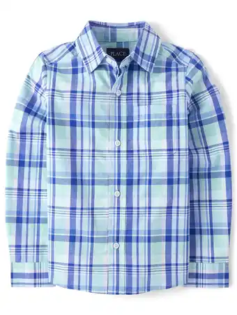 Walmart The Children's Place Boys Long Sleeve Button Up Shirt, Sizes XS-XXL offer