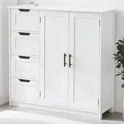 Walmart Ktaxon Wooden Bathroom Floor Cabinet with 4 Drawers & 1 Cupboard for Living Room Entryway, White offer