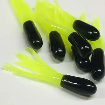 Walmart 2 Crappie Tube Jig Lures 50 Pack Black/Chartreuse Glow offer