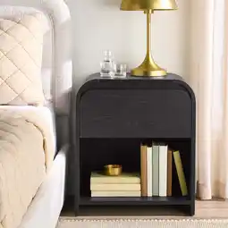 Walmart Better Homes & Gardens Juliet Nightstand with USB, Rich Black Finish offer