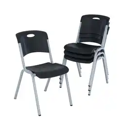 Walmart Lifetime Stacking Chairs, Indoor/Outdoor Commercial, Black & Silver, Adult Sized, 4 Pack (480310) offer