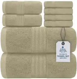 Walmart Dan River 100% Cotton Bath Towel 8-Piece Set Soft Quick Dry Towels for Gym, Spa & Bathroom - Beige offer