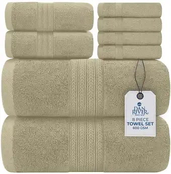Walmart Dan River 100% Cotton Bath Towel 8-Piece Set Soft Quick Dry Towels for Gym, Spa & Bathroom - Beige offer