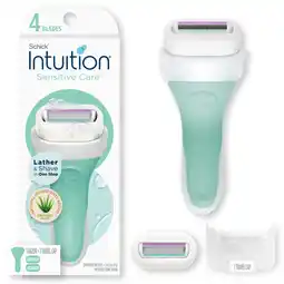 Walmart Schick Intuition 4-Blade Sensitive Care Women's Razor Handle Plus 2 Manual Razor Cartridge Refills offer