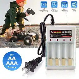 Walmart DFITO 4 Slots 1.5V A￵A/AA￵A Rechargeable Battery Charger Smart Charger Cable offer