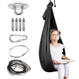 Walmart QiShi Sensory Therapy Swing for Kids - Indoor/Outdoor Cuddle Hammock for Autism & ADHD (Black) offer