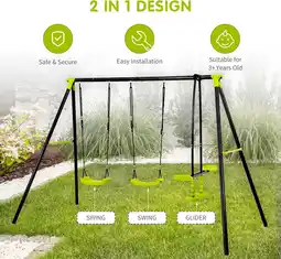 Walmart GUTALOR Triple Seat Metal Swing Set, Green, for Kids Ages 3+, 440lbs Capacity offer